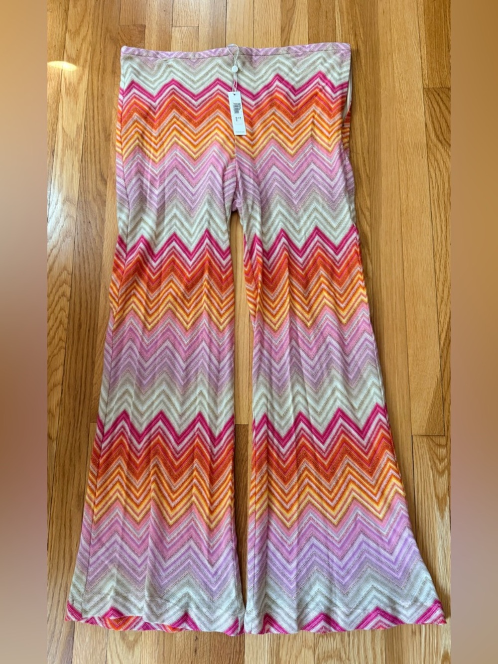 Trina Turk Penelope Pant-Pink Orange swim cover up Chevron sz 14 NWT - Picture 2 of 10